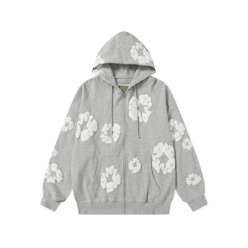 デニムティアーズ スワロフスキー リース「グレー」ジップパーカー