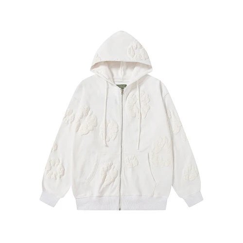 デニムティアーズ ホワイト ジップアップパーカー